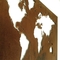장식 녹이 스는 코르텐 금속 세계 지도 월 아트